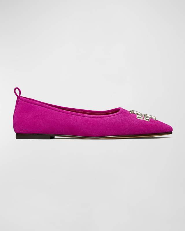 Eleanor Suede Medallion Ballerina Flats